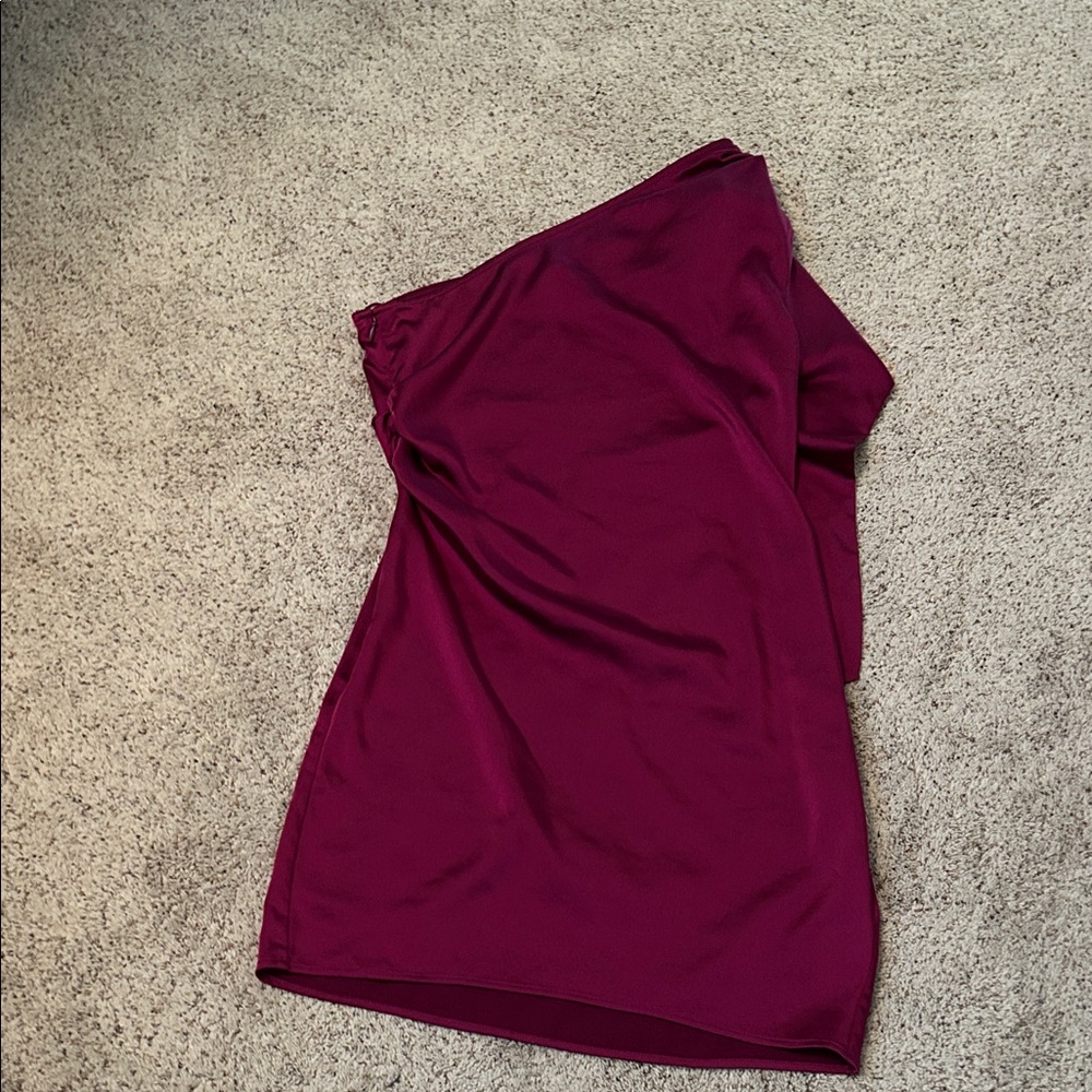 Express One Shoulder Dress in Rich Burgundy Size S